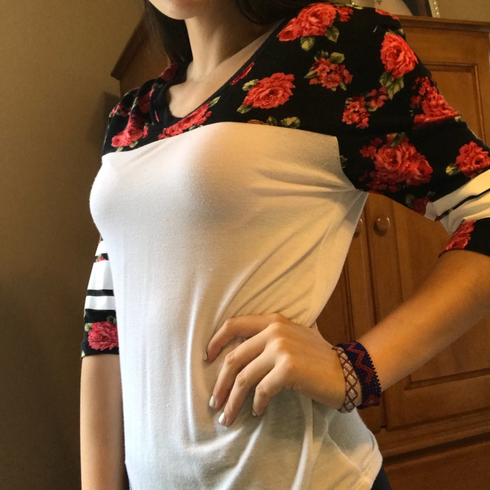 floral print baseball tee